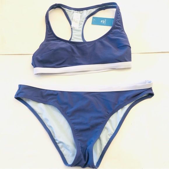 Cupshe Roaming River Sporty Back Bralette & Banded Hipster Bikini Set Size  M/L - Picture 8 of 16